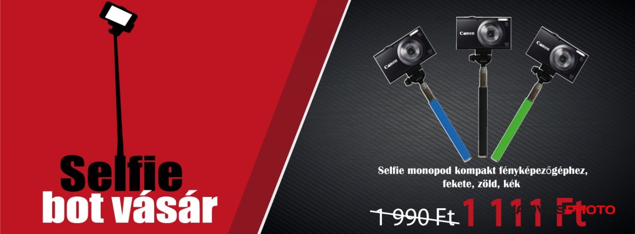 Selfie monopod kompakt fényképezőgéphez, fekete /Teleszkópos/