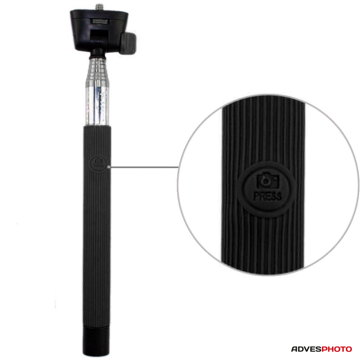 Selfie monopod beépített bluetooth távkioldóval és telefontartóval, fekete /Teleszkópos/ Selfie monopod beépített bluetooth távkioldóval és telefontartóval, fekete /Teleszkópos/