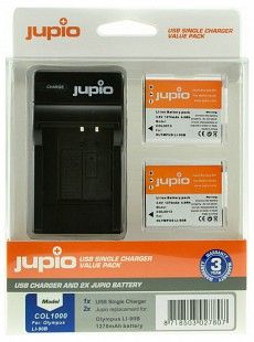 Jupio Value Pack Olympus Li-90B/Li-92B 1270mAh 2db fényképezőgép akkumulátor + USB töltő
