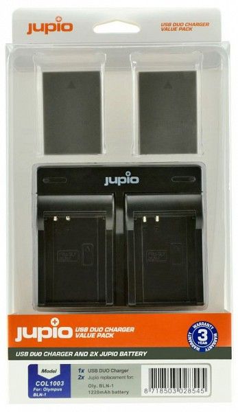 Jupio Value Pack Olympus BLN-1 / BLN1 2db fényképezőgép akkumulátor + USB dupla töltő