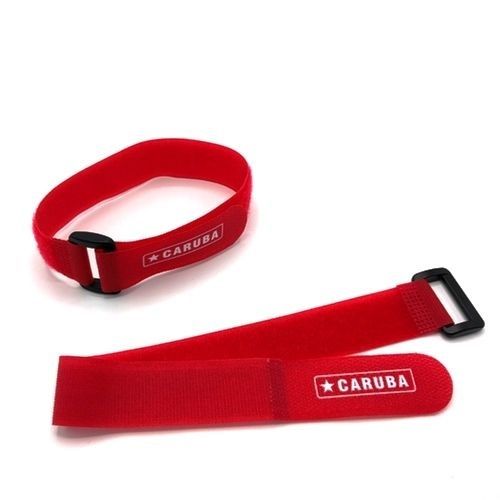 Caruba kábel rögzítő műanyag csattal, piros /tépőzáras/