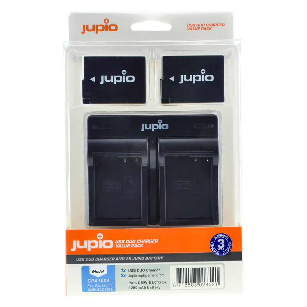 Jupio Value Pack Panasonic DMW-BLC12E 2db fényképezőgép akkumulátor + USB dupla töltő