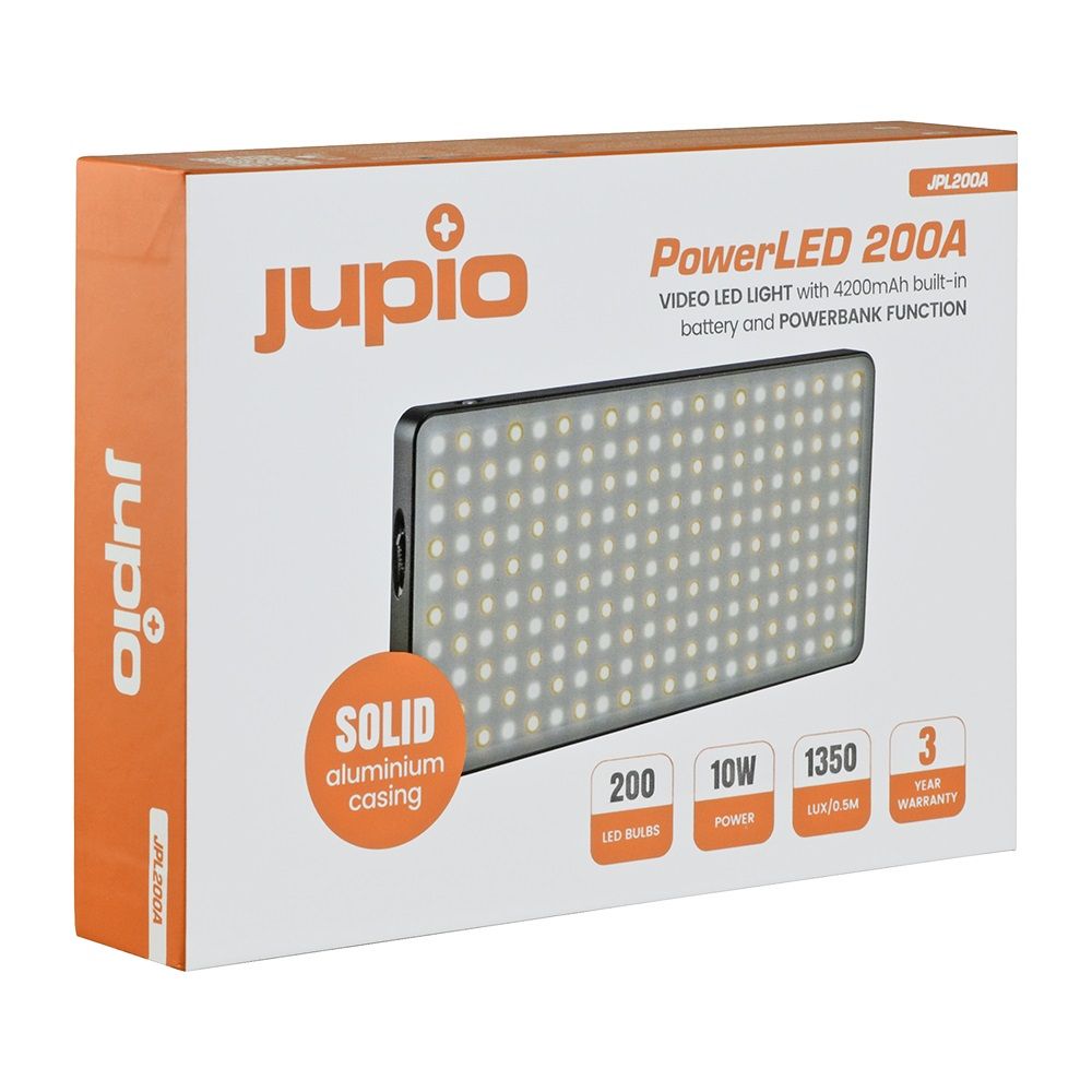 Jupio Power LED 200A lámpa beépített akkuval, aluminium házban