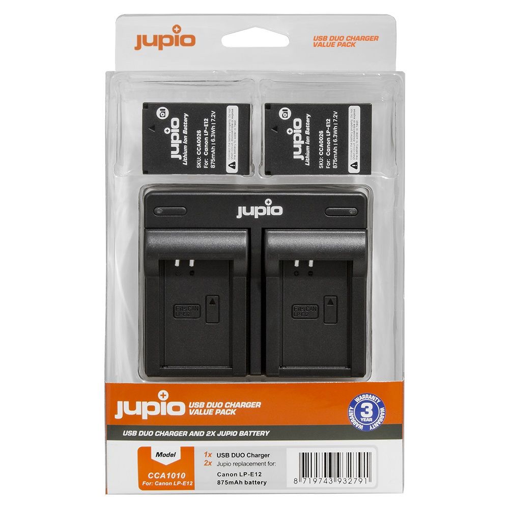 Jupio Value Pack Canon LP-E12 2db fényképezőgép akkumulátor + USB töltő