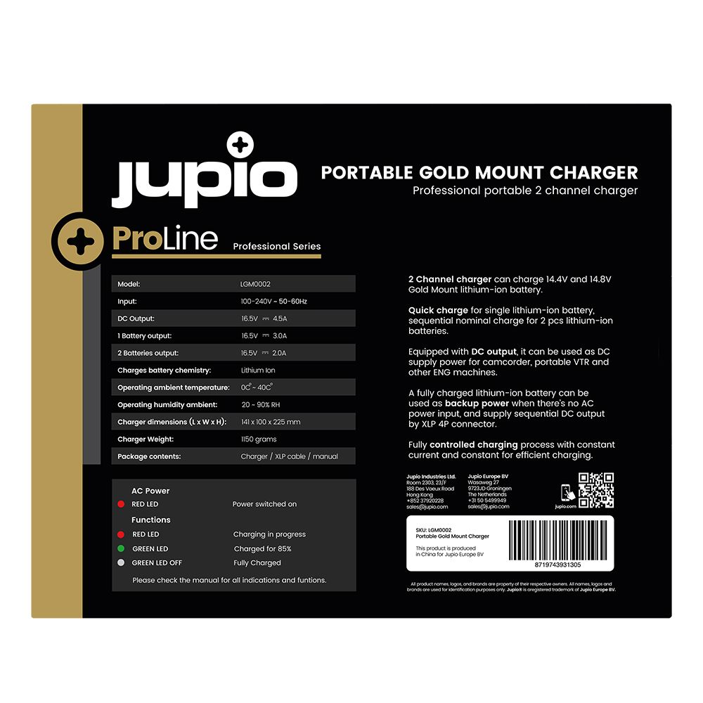 Jupio Gold Mount ProLine hordozható akkumulátor töltő