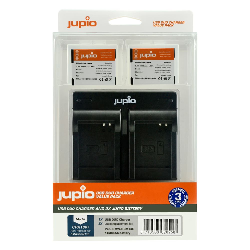Jupio Value Pack Panasonic DMW-BCM13E 1150mAh 2db fényképezőgép akkumulátor + USB dupla töltő