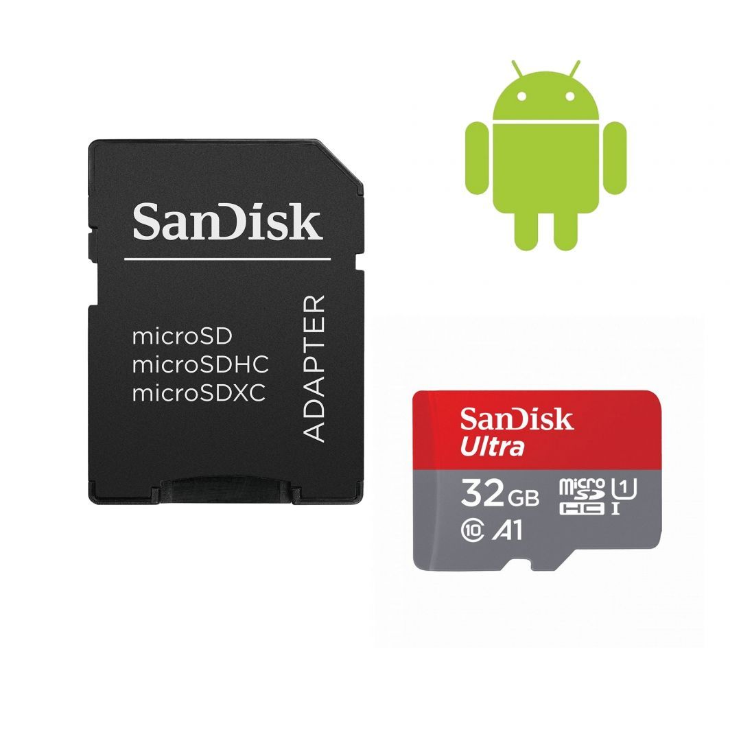 SanDisk microSDHC™ Mobile Ultra™ 32GB memóriakártya, + adapter, (120MB/s) class 10, A1 + Android APP