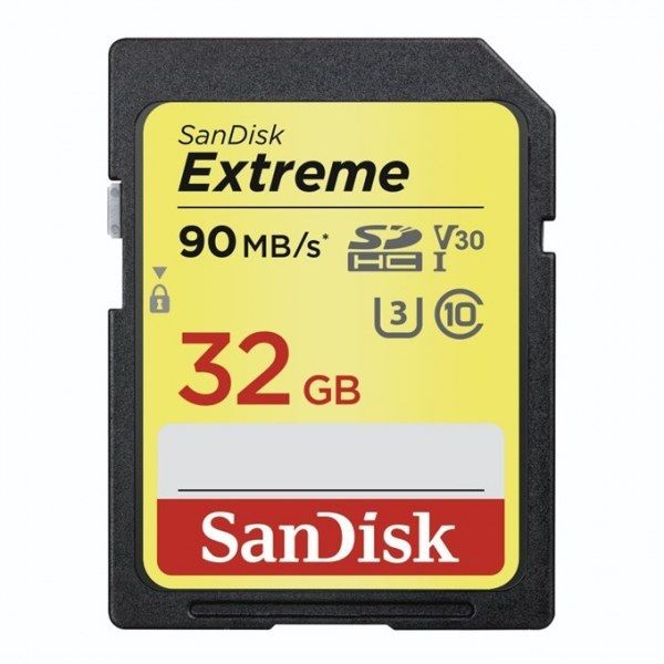 SanDisk Extreme SDXC™ 32GB memóriakártya (100MB/s olvasási / 70MB írási sebesség ) UHS-I, Class 10, U3, V30
