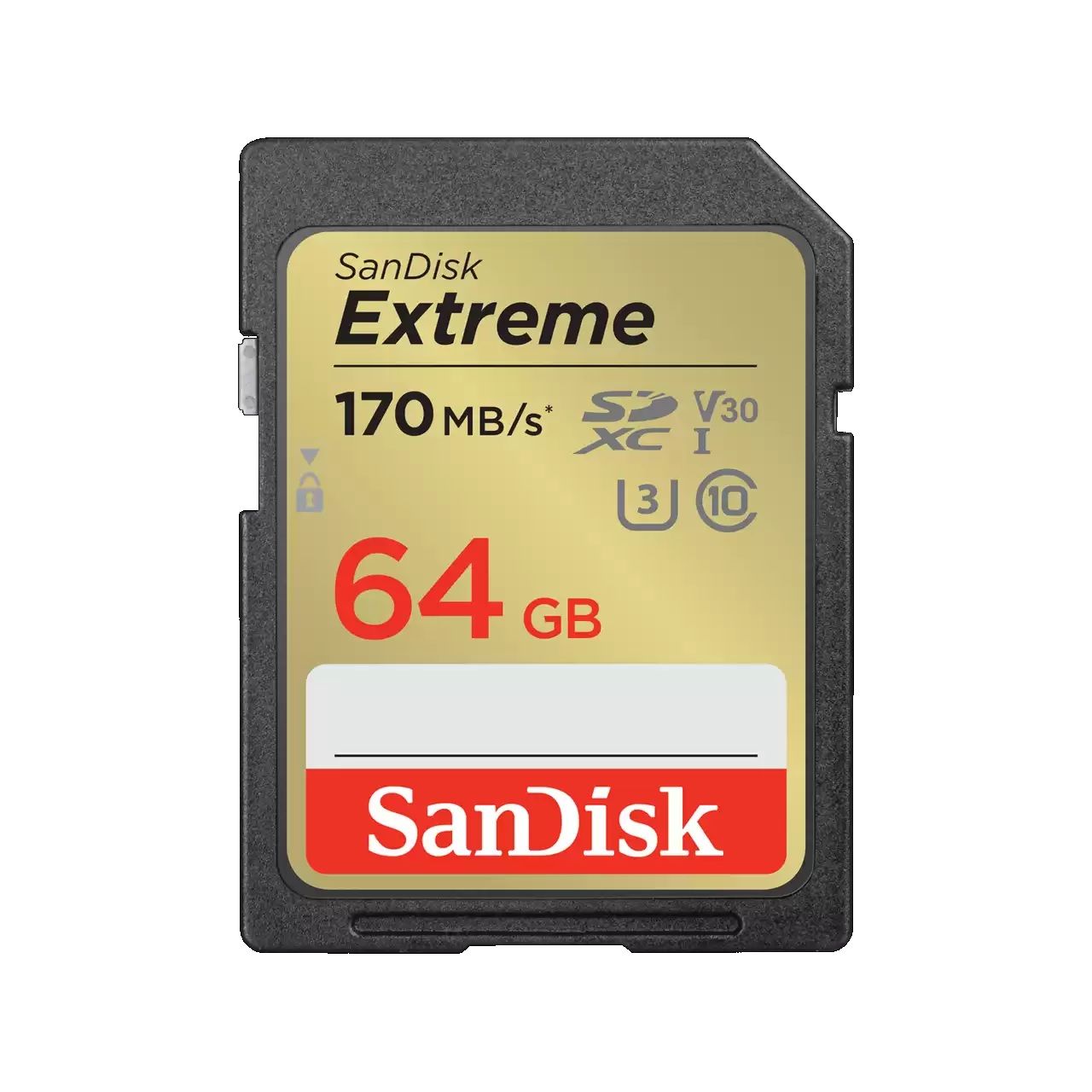 SanDisk Extreme SDXC™ 64GB memóriakártya (170MB/s olvasási / 80MB írási sebesség ) UHS-I, Class 10, U3, V30