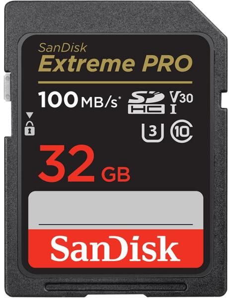SanDisk Extreme PRO SDHC™ 32GB memóriakártya (100MB/s olvasási / 90MB/s írási sebesség) UHS-1, Class 10, U3, V30