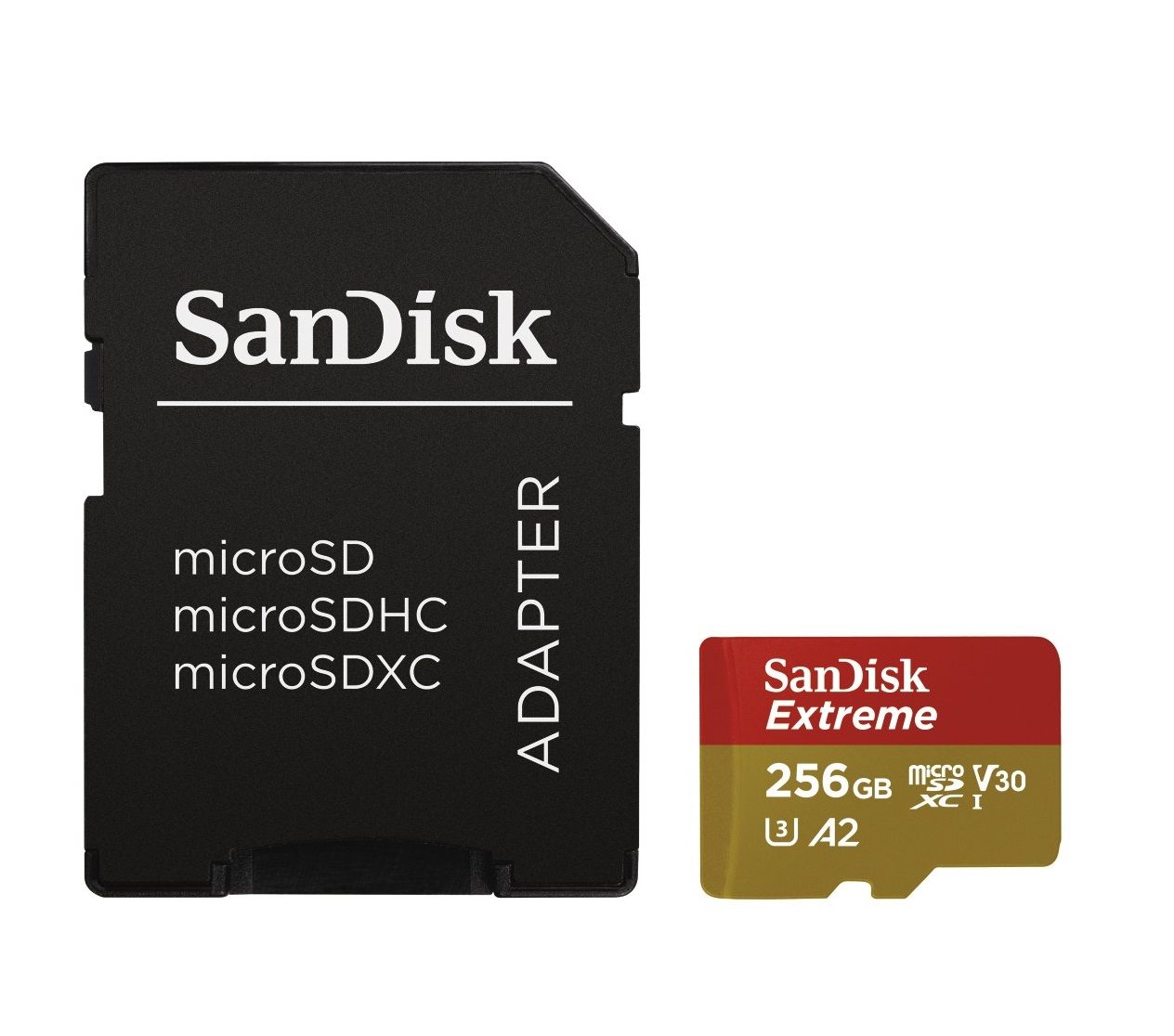 SanDisk microSDXC™ Mobile Extreme™ 256GB memóriakártya + adapter, (olvasási seb.: 190 MB/s, & írási seb.: 130 MB/s), UHS-I, V30, A2, C10, U3 + Rescue Pro Deluxe