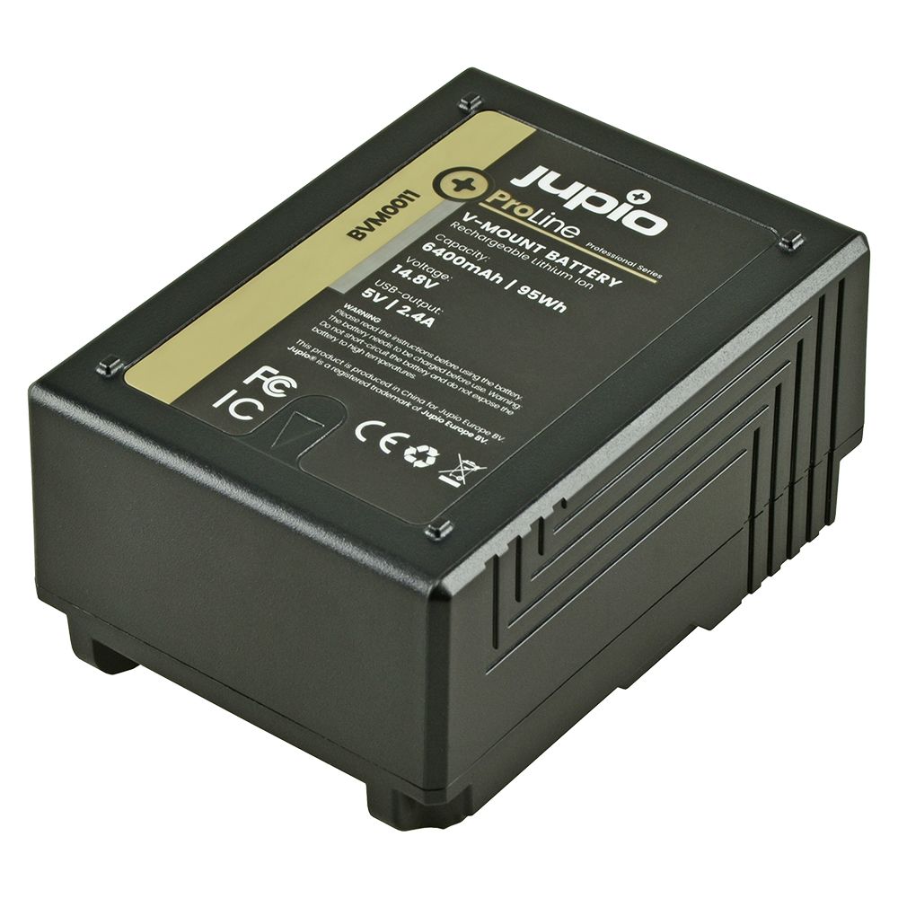 Jupio ProLine V-Mount 6400 mAh Broadcast akkumulátor LED kijelzővel, D-Tap és USB 5v DC kimenettel