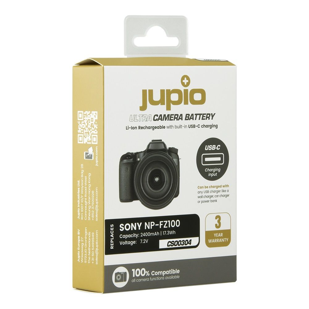 Jupio Ultra-C Sony NP-FZ100 2400 mAh fényképezőgép akkumulátor USB-C töltéssel