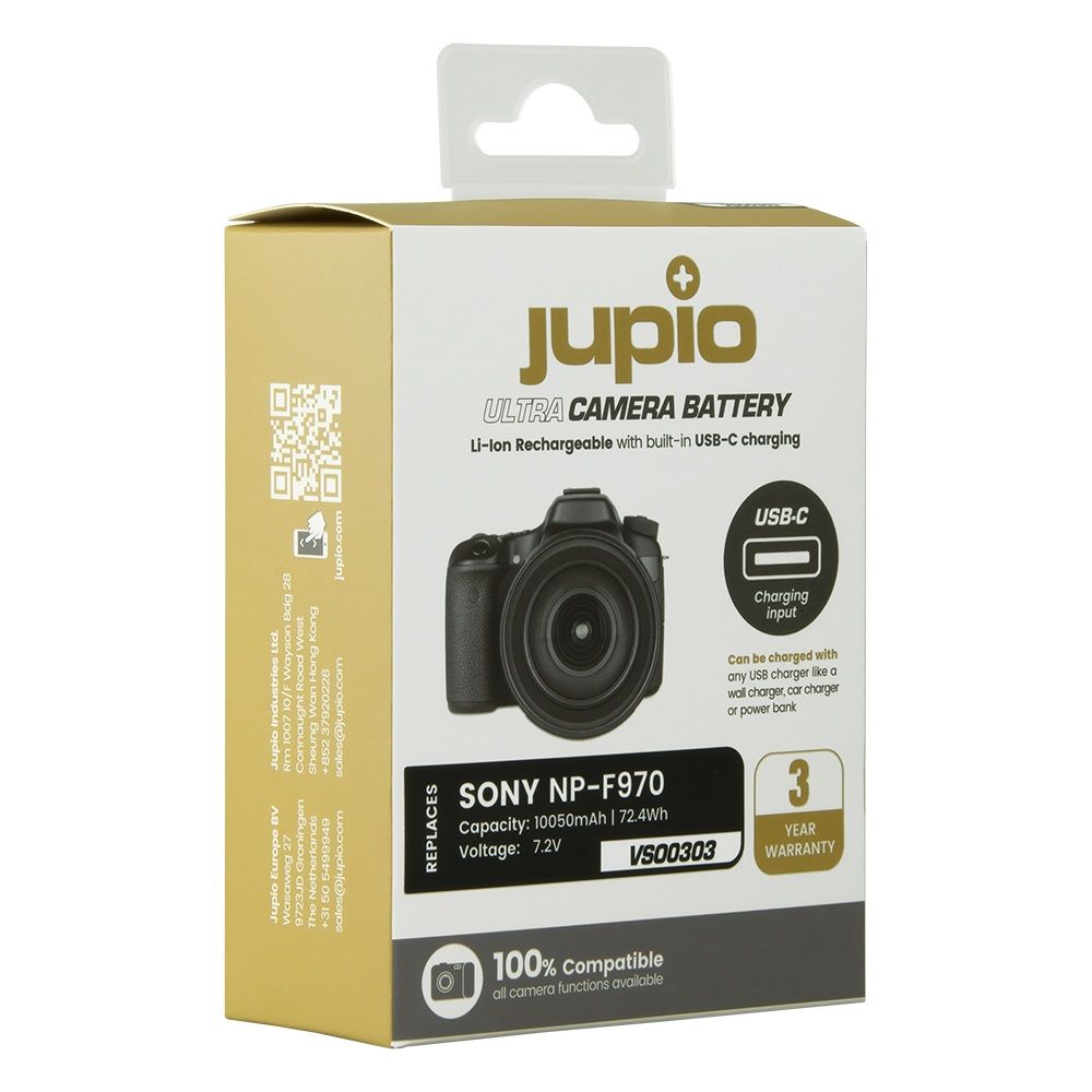 Jupio Ultra-C Sony NP-F970 10050 mAh fényképezőgép akkumulátor USB-C töltéssel