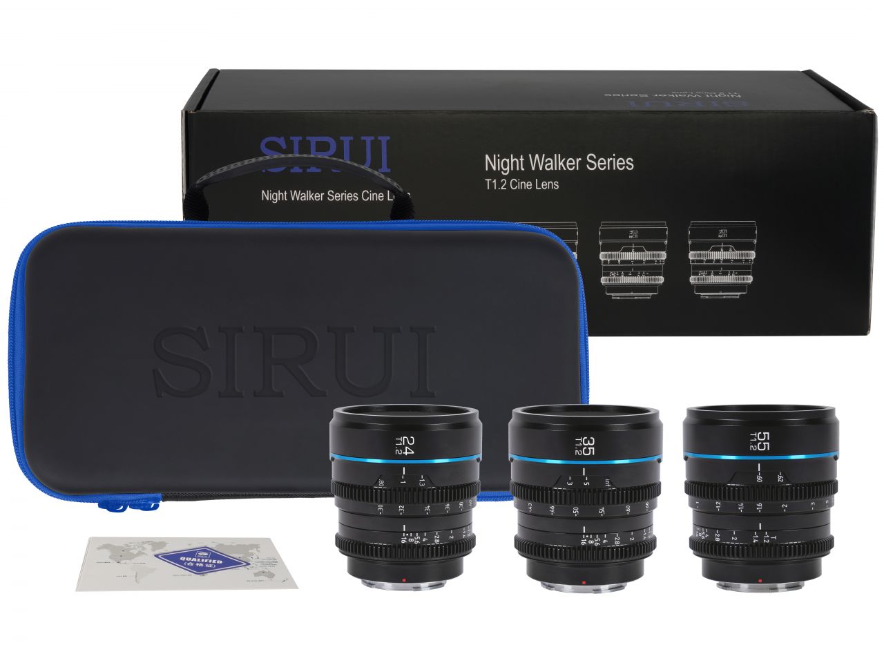 Sirui Nightwalker 24mm + 35mm + 55mm T1.2 S35 Cine objektív (Sony E, fekete)