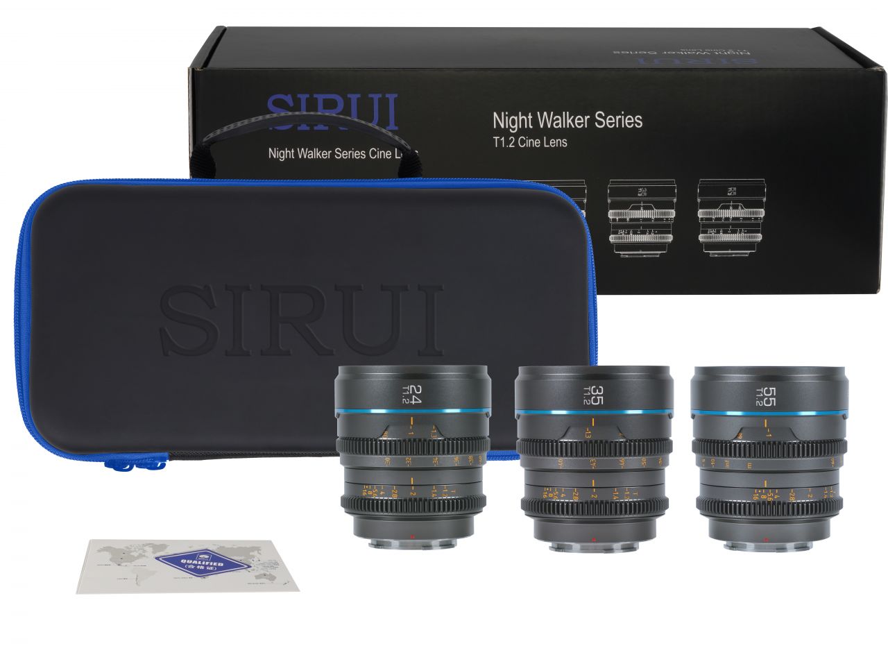 Sirui Nightwalker 24mm + 35mm + 55mm T1.2 S35 Cine objektív (Sony E, szürke)