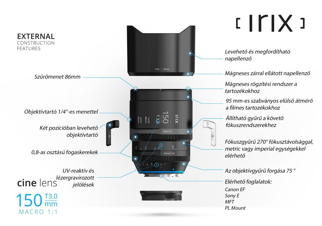 Irix Cine Lens 150mm T/3 Canon EF - macro objektív - Bemutató darab Irix Cine Lens 150mm T/3 Canon EF - macro objektív - Bemutató darab