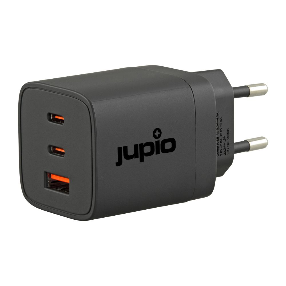 Jupio háromportos GaN töltő 65W (2× USB‑C + 1× USB‑A) Jupio háromportos GaN töltő 65W (2× USB‑C + 1× USB‑A)
