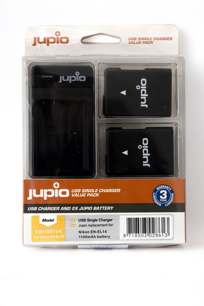 Jupio EN-EL14(A) Value Pack – 2×1100 mAh akkumulátor + USB egyes töltő Jupio EN-EL14(A) Value Pack – 2×1100 mAh akkumulátor + USB egyes töltő