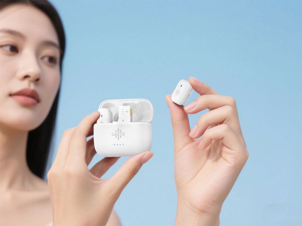 LUUCCO MiniPods K1 vezeték nélküli csíptetős lavalier wireless mikrofon telefonhoz USB-C (Fehér)