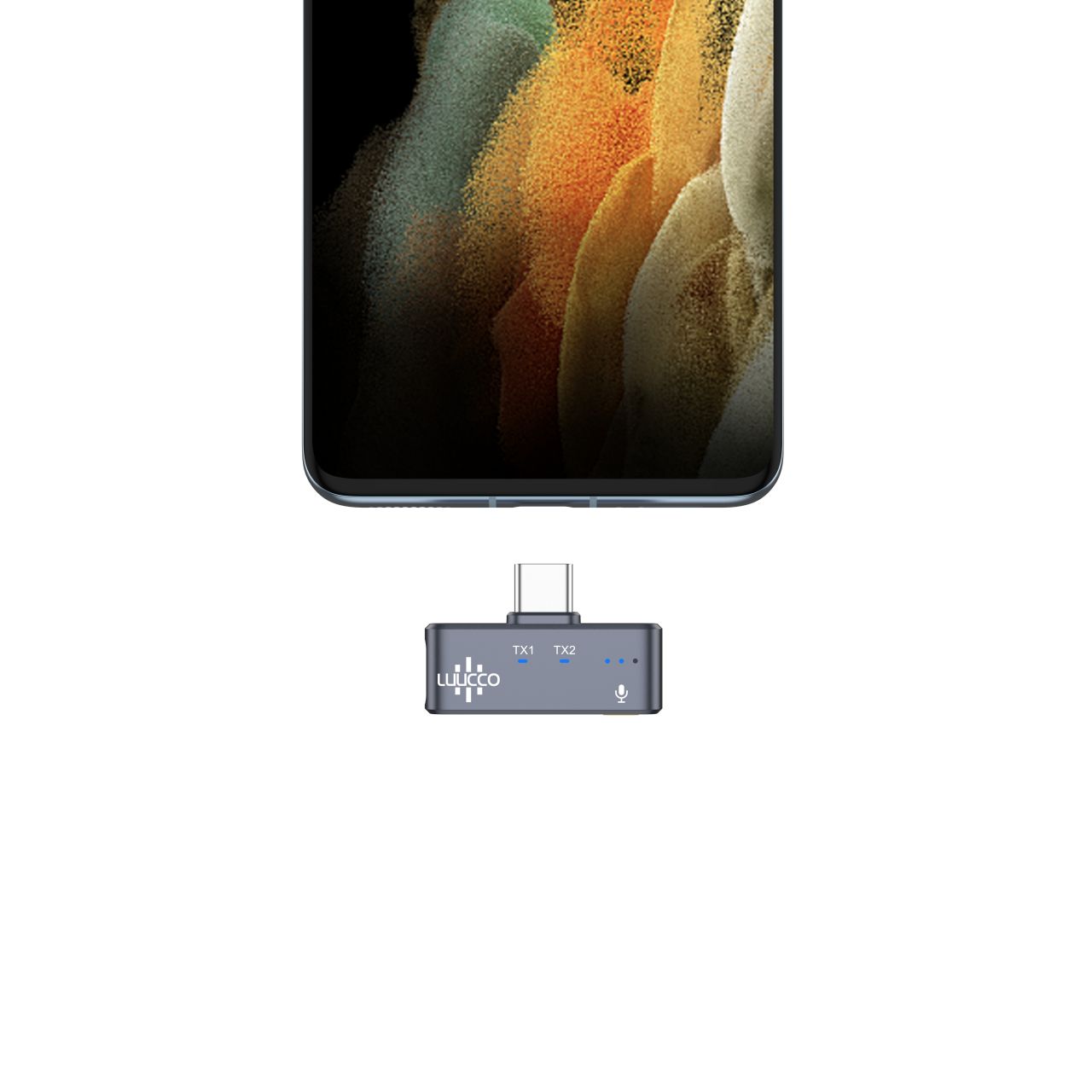 LUUCCO MiniPods K1 vezeték nélküli csíptetős lavalier wireless mikrofon telefonhoz USB-C (Zöld)