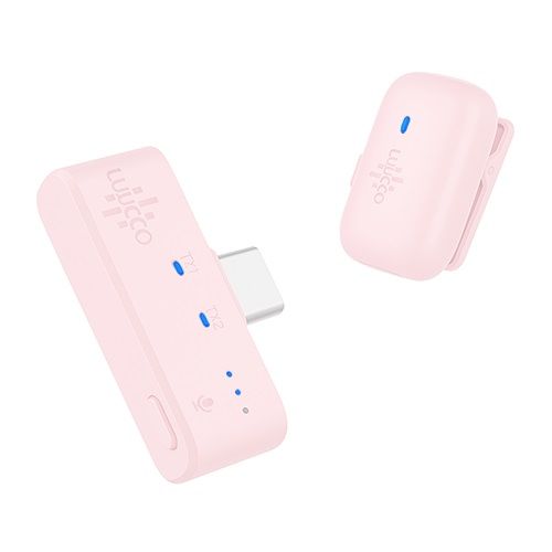 LUUCCO MiniPods K1 vezeték nélküli csíptetős lavalier wireless mikrofon telefonhoz USB-C (Rózsaszín)